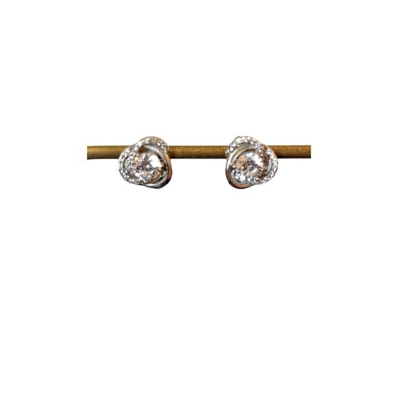 Marked IBB CH 925 Sterling CZ Swirl Post Earrings - Picture 7 of 8